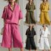 Women's Summer Two Piece Set Short Sleeve Shirt And Loose Pants Cross Border Style Bestseller 2026_ecoleips.com