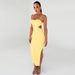 Women's Clothing Suspender Dress Backless Pleated Hip Wrapped Side Slit Long Dress_ecoleips.com