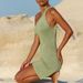 Women Sexy Sleeveless Cover Up Beach Dress Fashion Asymmetrical Knitted Party Dress Elegant Slanted Shoulder Hollow Mini Dress_ecoleips.com