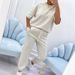 Women's Printed Casual Jogger Set - Short Sleeve T-Shirt & Lounge Pants (8 Colors, S-5XL) Summer Athleisure Outfit_ecoleips.com