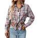 Women's Clothing Autumn And Winter Women's Clothing New Casual Fashion Loose Plaid Pocket Shirt Women_ecoleips.com