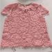 Women's Pink Lace Top - Sweet & Sexy Hollow Beaded Short Sleeve Shirt, Round Neck Spring/Summer Blouse_ecoleips.com