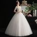 Champagne White Wedding Dress Mid Length Sleeves Slimming Lace New Style For Summer And Autumn_ecoleips.com