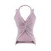 Purely Sensual Lace Spliced Halter Neck Camisole Women, Summer Design, V-neck Sleeveless Slim-fit Top For Outerwear_ecoleips.com