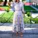 Women's Clothing Holiday Positioning Flower Three Quarter Sleeve Slim Fitting Tie Shirt Long Skirt_ecoleips.com