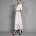 Elegant V Neck White Lace Long Dress Temperament Commute Floral Evening Party Gown Formal Dinner Dress_ecoleips.com