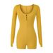Women’s Stretch Long-Sleeve Jumpsuit Shorts – Round Neck Button-Up Romper | Slim Fit Casual One-Piece With Comfortable Elastic Waist_ecoleips.com
