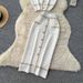 Women's Clothing Knitted Cardigan And Skirt Set French Style Summer Two-Piece Mid-Calf A-Line Elegant Casual_ecoleips.com