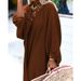Women's Clothing Ladies Solid Color Loose Holiday Style Cardigan Long Dress_ecoleips.com
