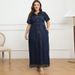 plus Size Women's Short Sleeve Long Dress with Tassel Buttons And Belt Summer Independent Store Fashion for plus Size Ladies_ecoleips.com
