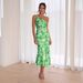 Women's Clothing Temperament Oblique Collar Suspenders Fishtail Print Dress_ecoleips.com