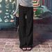 Soft Drappy Milk Silk Wide Leg Pants With Drawstring Waist, Loose Fit Lounge Trousers For Casual Chic Style_ecoleips.com