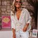 Women's Clothing New Spring And Summer V Neck Hollow Lace Hook Flower Shirt_ecoleips.com