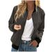 Women's Clothing Spring/Summer New Casual Jacket, Solid Color Fashion Zipper Cardigan Baseball Jacket_ecoleips.com