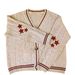 K Women's V-neck Long Sleeved Star Embroidered Single Breasted Lazy And Loose Casual Sweater Cardigan Jacket For Women_ecoleips.com
