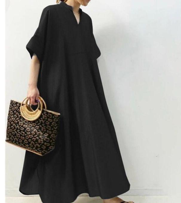 Women's Clothing Women's Solid Color Three Quarter Sleeve Long Casual Dress Spring Summer For Formal & Casual For Women_ecoleips.com