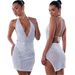 Women's clothing sexy backless deep V suspender hot diamond dress fashionable high slit nightclub party dress_ecoleips.com