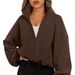 Women's Clothing Autumn Fashion Casual Stand Collar Long Sleeve Zipper Drawstring Warm Cardigan Loose Sweater_ecoleips.com