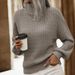 Oversized High-Neck Knit Sweater – Chunky Cable Knit Pullover For Women, Fall & Winter Casual Comfort_ecoleips.com