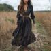 2025 Cro-Border European And American Bet-Selling Vintage V-Neck Women' Dre, Country Style Caual Long-Sleeve_ecoleips.com