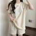 Women's Clothing In Summer Sports Casual Style Hemmed Short Sleeved T Shirt A Line Wide Leg Shorts Two Piece Suit_ecoleips.com