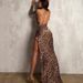 Backless Chain Strap Irregular Side High Slit Long Leopard Print Maxi Dress For Women_ecoleips.com