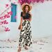 Women's Leaf Print Casual Wide Leg Pants Set Short Sleeve Two Piece T-Shirt Suit Spring Summer Tight Navel Baring Outfit_ecoleips.com