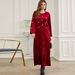 Ba717 Dark Red Velvet Maxi Dress: Floral And Rhinestone Velvet Dress_ecoleips.com