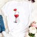 Cross-border Supply Harajuku Style Clothing Retro Colorful Wine Glass Short-sleeve Women's Top T-shirt_ecoleips.com