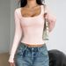 Women's Y2K Spicy Style High End Long Sleeved Solid Color T-Shirt Top Spring_ecoleips.com