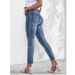 Women's Slim Fit Stretchy Blue Denim Pants Distressed Design Frayed Edges Fashionable Versatile Jeans_ecoleips.com