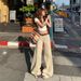 YC&American Retro Loose-fitting Low-waist Flared Pants With Drape Effect, Floor-length Wide-leg Pants, Versatile_ecoleips.com