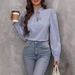 Verve 2025 Women's Fashion Autumn Winter New V-neck Tie Button Striped Long Sleeve Shirt_ecoleips.com