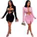 Women's Clothing Slim Fit Two Piece Set Style Sexy Solid Color Bodycon Suit With Rhinestone Heart Shaped Design For Women_ecoleips.com