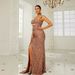 Women's Clothing new backless sling gold sequin host slit evening dress banquet evening dress_ecoleips.com