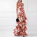 Bohemian Vacation Style Printed Lace Up Lolita Big Swing Dress Women Summer Casual Beach Flowy Long Maxi Dress_ecoleips.com