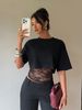 Summer Holiday Two Piece Lace Trimmed Slim Fit Hollow Out Sexy Short Sleeved Women's T Shirt Top_ecoleips.com