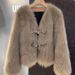 Cold Department High-end Environmentally Friendly Fur Top Women's Winter New Horn Buckle Short Coat_ecoleips.com