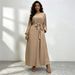 Cross Border Best Selling Simple And Versatile Nida Solid Color Dress_ecoleips.com