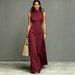 New Women's Minimalist Elegant Stand Collar Single Breasted Sleeveless Maxi Dress Fashionable_ecoleips.com