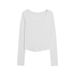 Women's Slim Fit Ribbed T-Shirt Base Layer Top Long Sleeve Low Neck Round Neck Large U Neck Spring_ecoleips.com