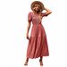 European Slim-Fit Dress 2023 Spring/Summer Casual Vacation Flared Skirt High-Waisted Slimming_ecoleips.com