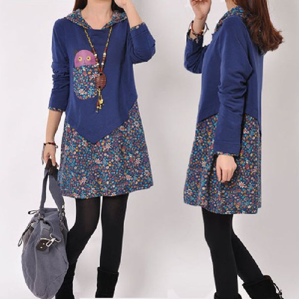 Spring/Autumn Plus-Size Women's Clothing, Plus-Size Girls, Plus-Size Girls, Loose Casual Dress, Korean Style Sports Long_ecoleips.com