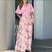 Women's Clothing Women's Suit Fashion Casual V Neck Loose Printed Top Wide Leg Long_ecoleips.com