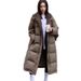 Women's Long Knitted Shawl Down Jacket – Korean Style Thick Loose Fit Winter Coat, Premium White Duck Down Filled Warm Outerwear_ecoleips.com