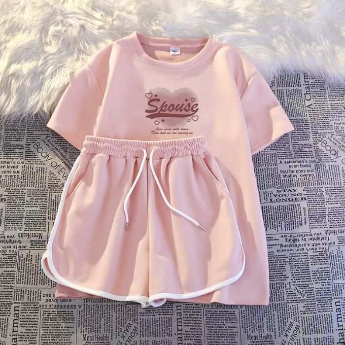 Women's Korean Style Short Sleeve Shorts Set - Milk Silk Drawstring Lounge Two Piece Outfit (Casual Sporty Co-ords)_ecoleips.com