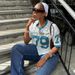Women's Clothing Casual Fashion Loose Street Printing Trend V Neck Short Sleeved Top Sports Style Striped T Shirt_ecoleips.com