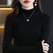 girl Plus Size Knitted Women, Half Turtleneck Base Shirt, Inner Layer, New Autumn And Winter Short Slim Fit Sweater For Women_ecoleips.com