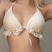 Women's Clothing New Sexy Bikini Three Piece Gauze Skirt Swimsuit Bikini Halterneck Solid Color Swimsuit Popular_ecoleips.com