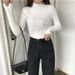 girl Women's Base Shirt Winter Half Turtleneck White Knitted Top 2022 Spring Autumn New Fashionable Versatile Inner Sweater_ecoleips.com